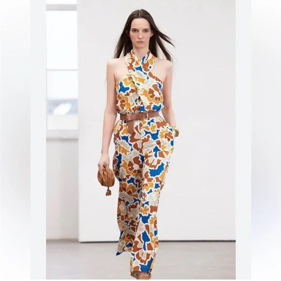 Anthropologie printed halter jumpsuit - Picture 4 of 7